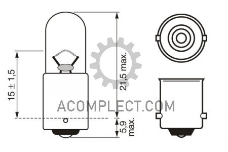 Лампа T4W 12V 4W BA9s